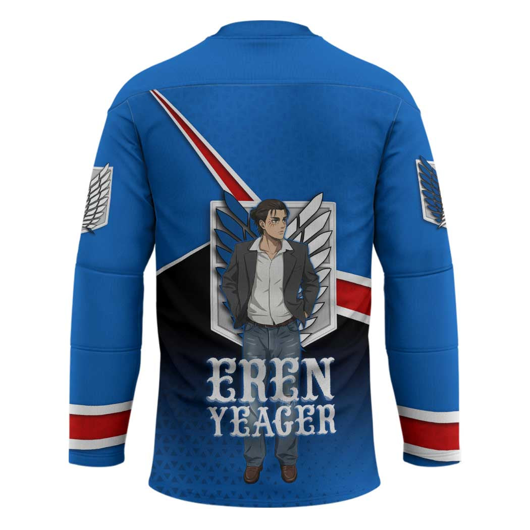 Eren Yeager Attack on Titan Hockey Jersey Anime Modern Rebel Aesthetic