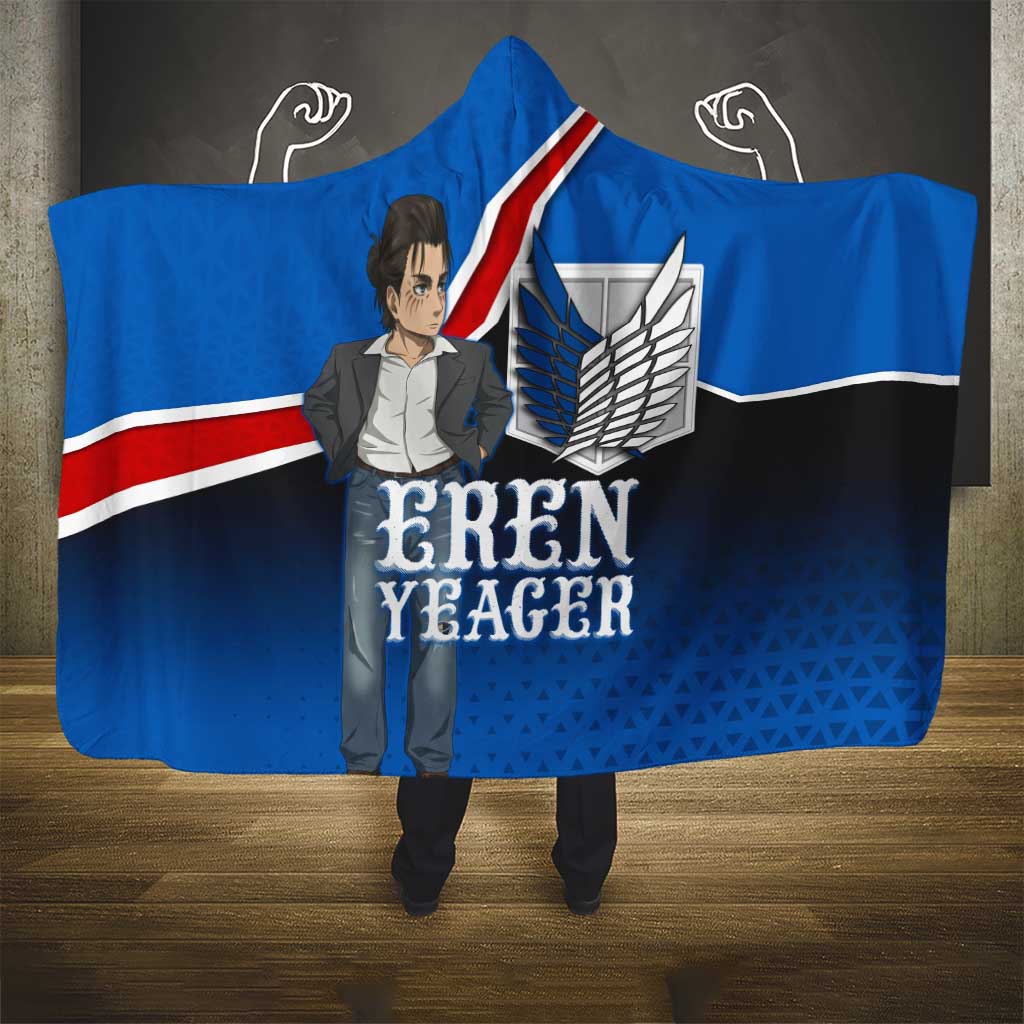Eren Yeager Attack on Titan Hooded Blanket Anime Modern Rebel Aesthetic