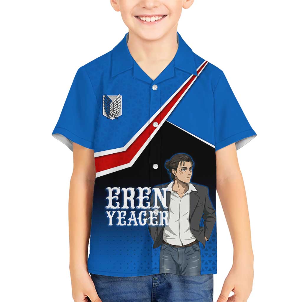 Eren Yeager Attack on Titan Kid Hawaiian Shirt Anime Modern Rebel Aesthetic