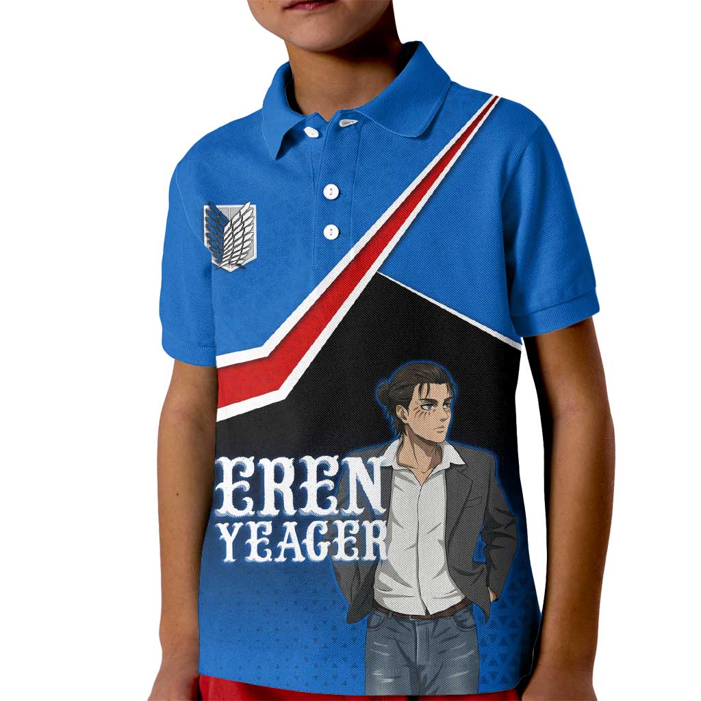 Eren Yeager Attack on Titan Kid Polo Shirt Anime Modern Rebel Aesthetic