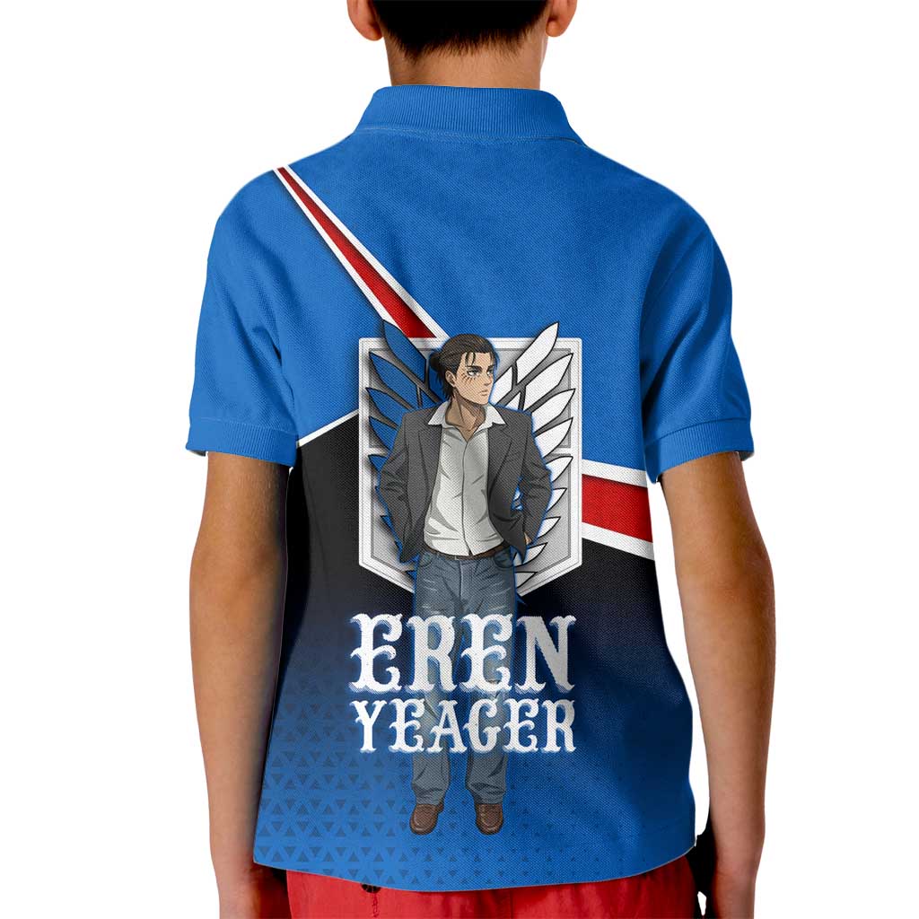 Eren Yeager Attack on Titan Kid Polo Shirt Anime Modern Rebel Aesthetic