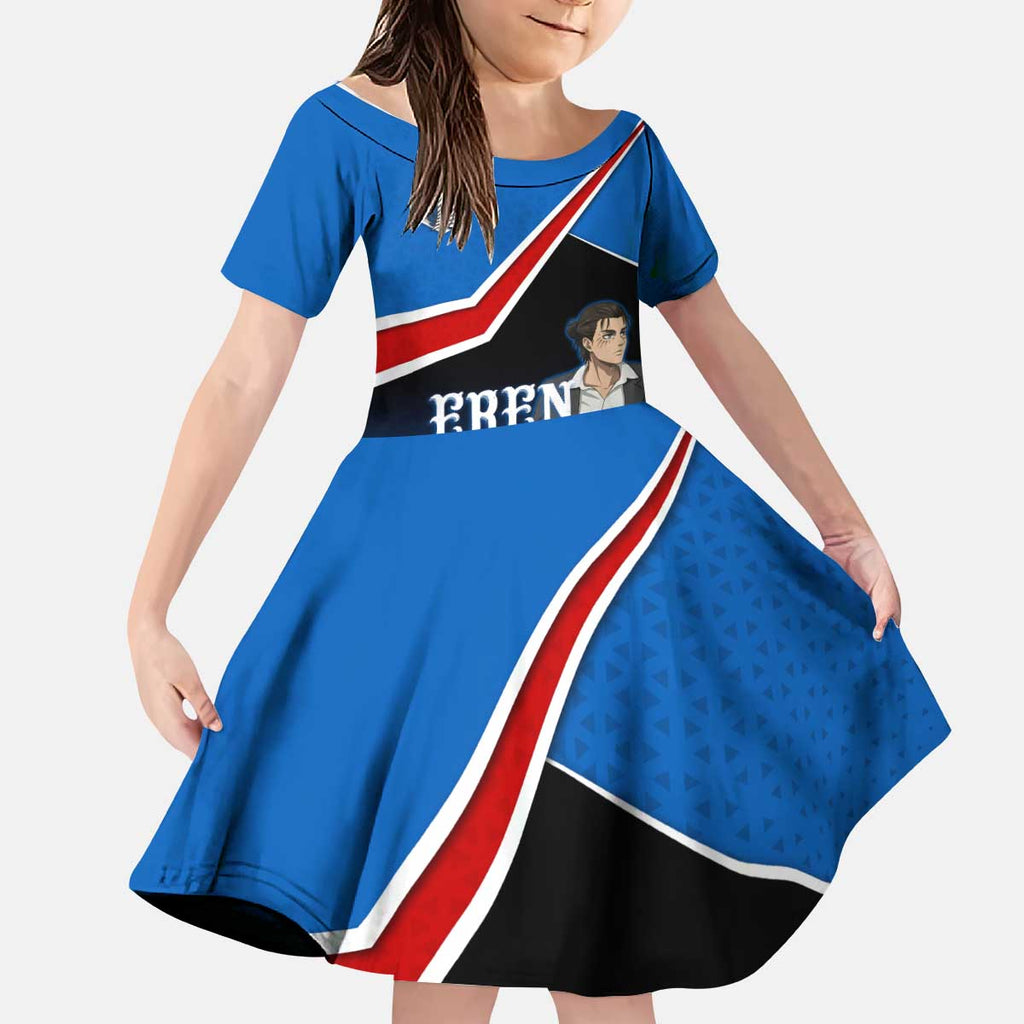 Eren Yeager Attack on Titan Kid Short Sleeve Dress Anime Modern Rebel Aesthetic