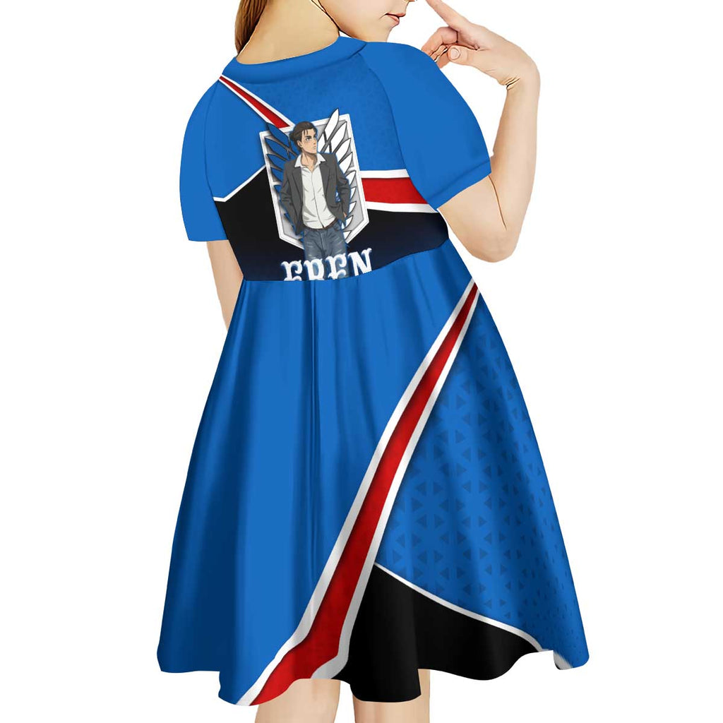 Eren Yeager Attack on Titan Kid Short Sleeve Dress Anime Modern Rebel Aesthetic