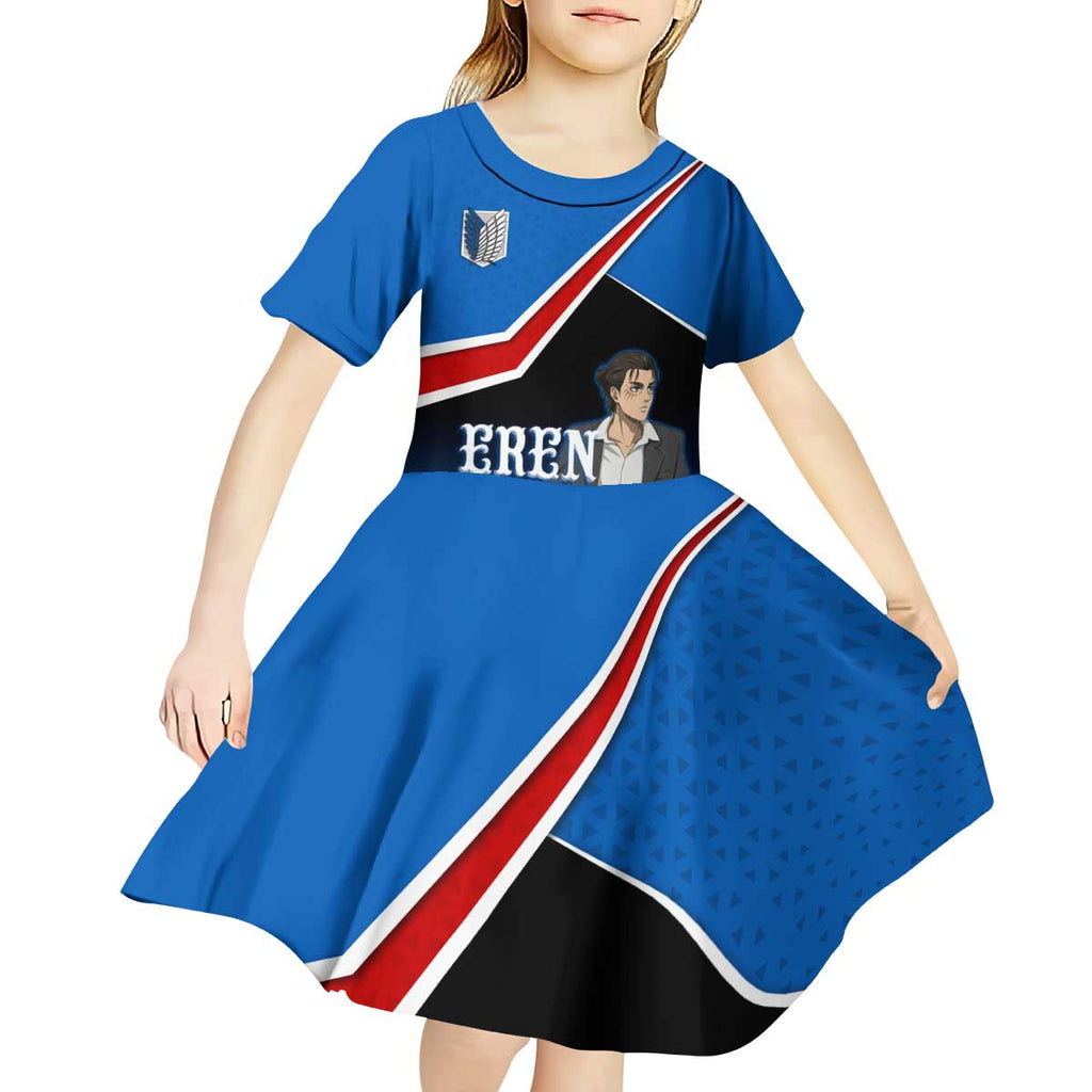 Eren Yeager Attack on Titan Kid Short Sleeve Dress Anime Modern Rebel Aesthetic