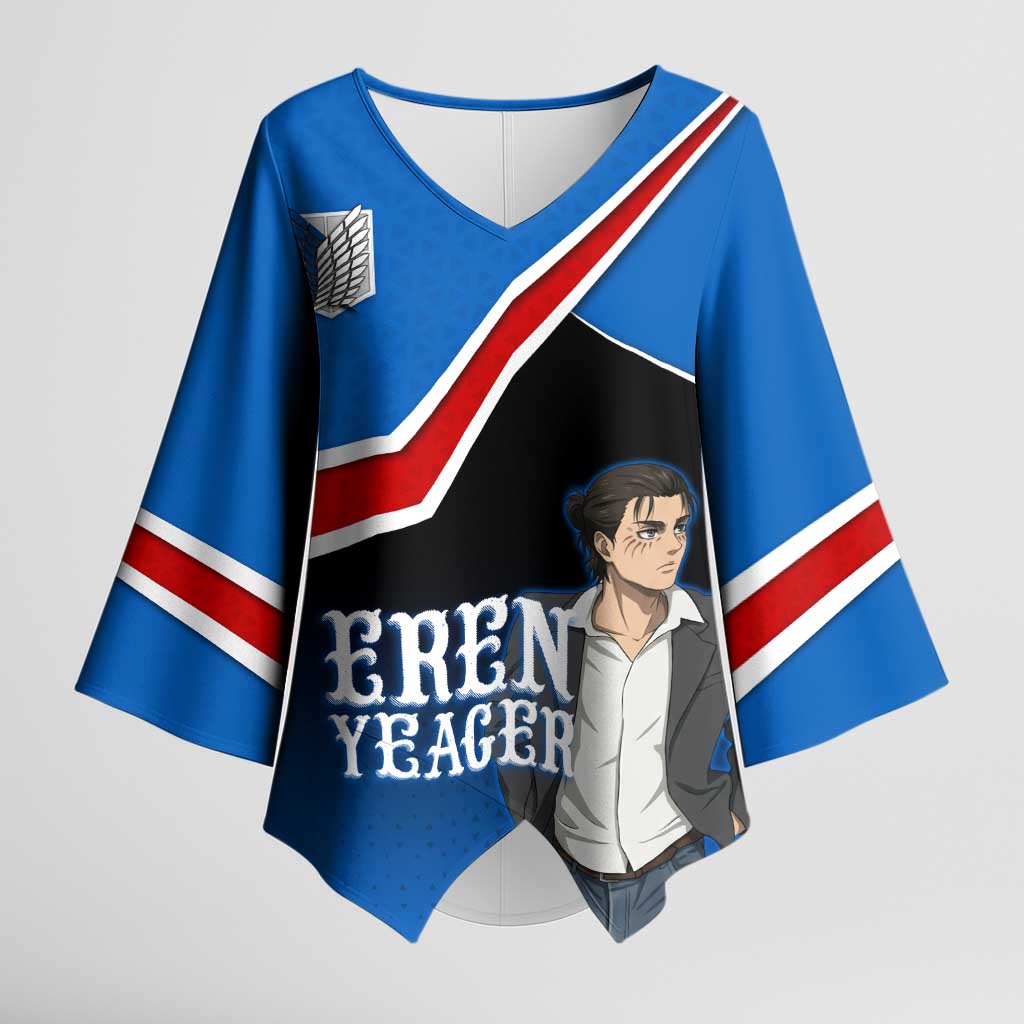 Eren Yeager Attack on Titan Kimono Sleeve Blouse Anime Modern Rebel Aesthetic