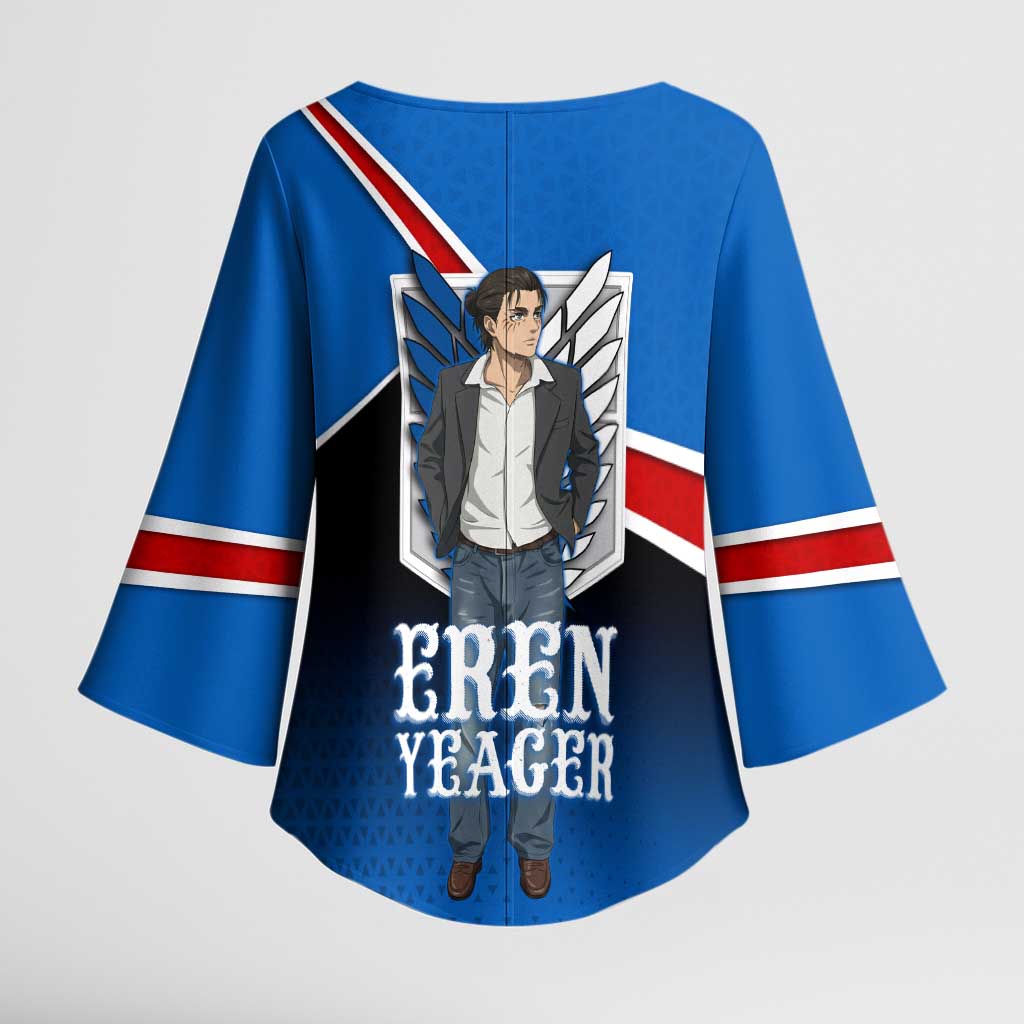 Eren Yeager Attack on Titan Kimono Sleeve Blouse Anime Modern Rebel Aesthetic