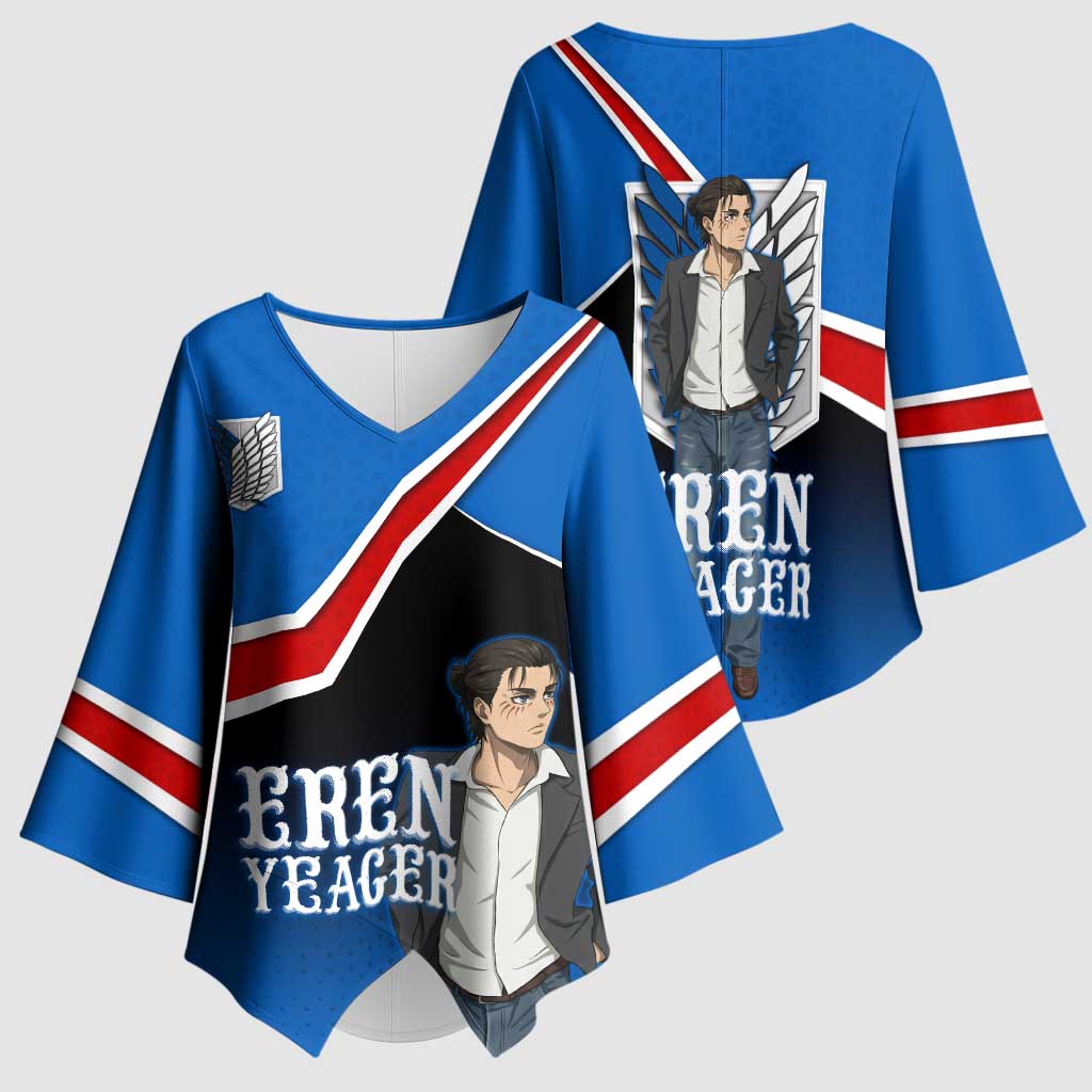 Eren Yeager Attack on Titan Kimono Sleeve Blouse Anime Modern Rebel Aesthetic
