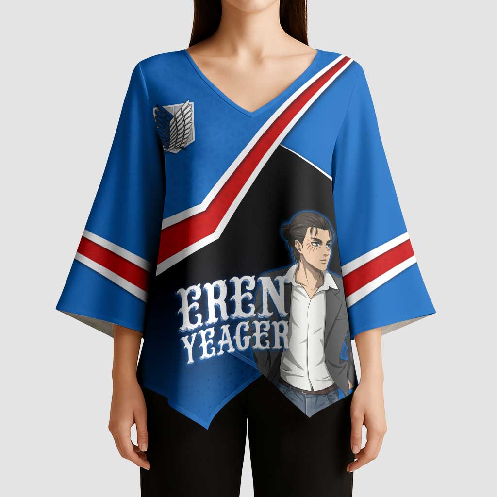 Eren Yeager Attack on Titan Kimono Sleeve Blouse Anime Modern Rebel Aesthetic