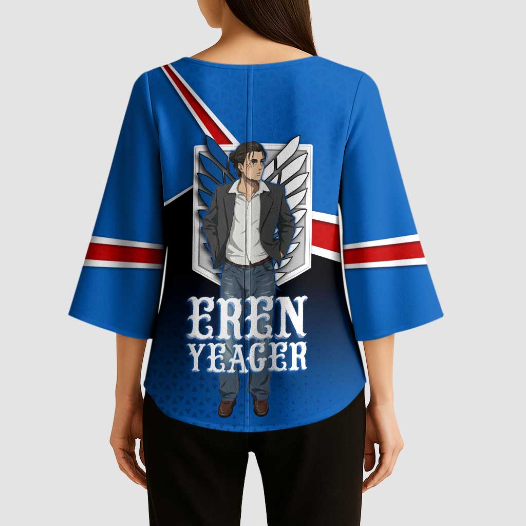 Eren Yeager Attack on Titan Kimono Sleeve Blouse Anime Modern Rebel Aesthetic