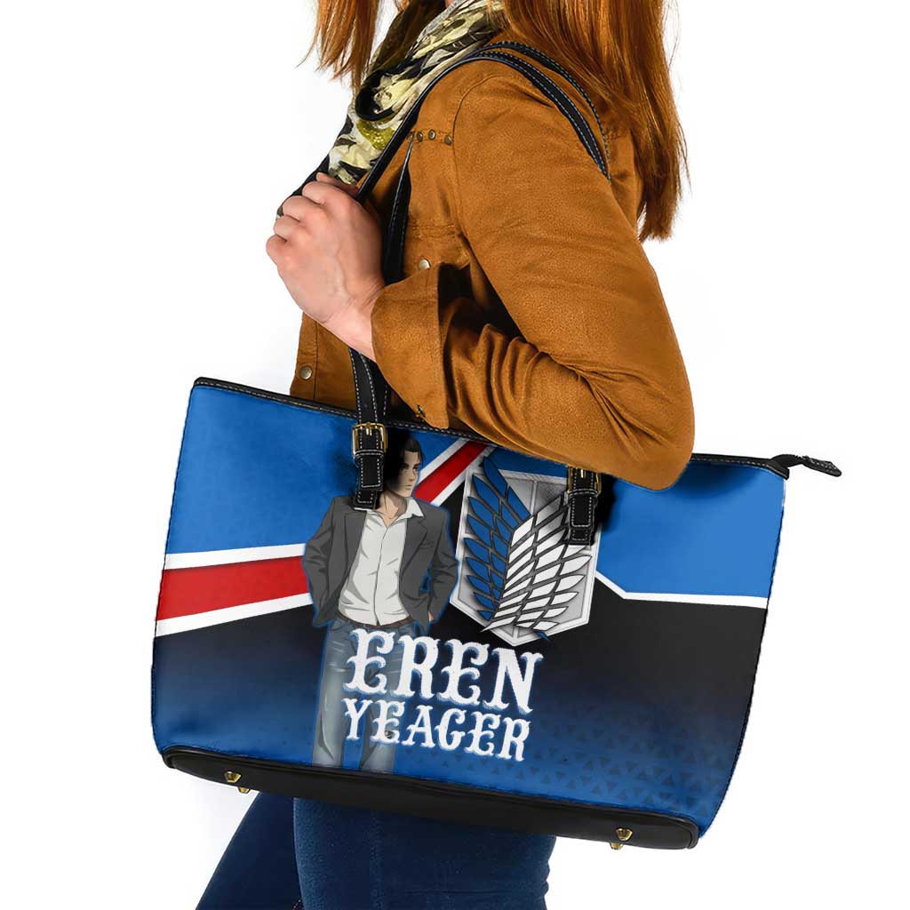 Eren Yeager Attack on Titan Leather Tote Bag Anime Modern Rebel Aesthetic