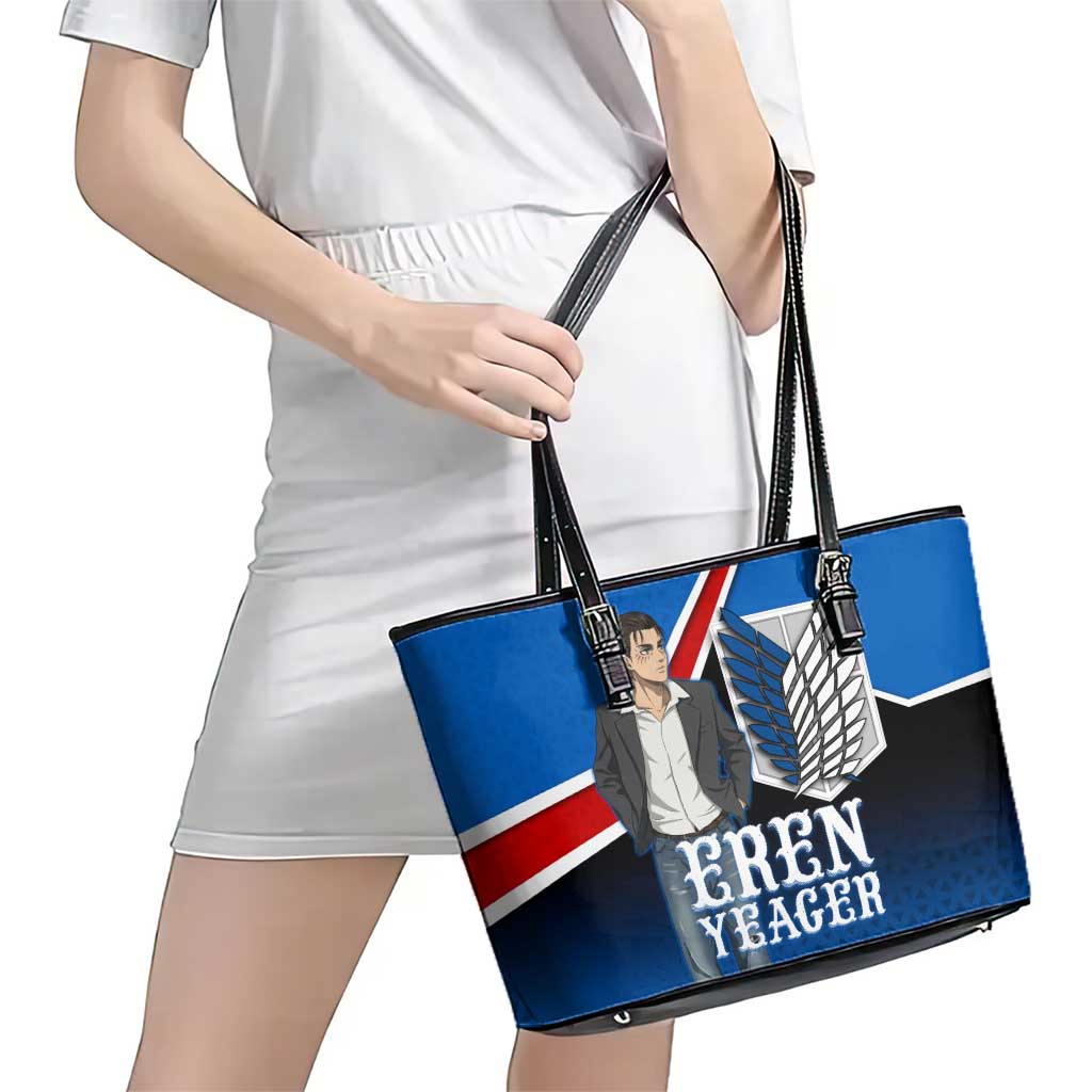 Eren Yeager Attack on Titan Leather Tote Bag Anime Modern Rebel Aesthetic