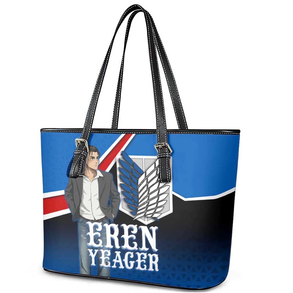 Eren Yeager Attack on Titan Leather Tote Bag Anime Modern Rebel Aesthetic
