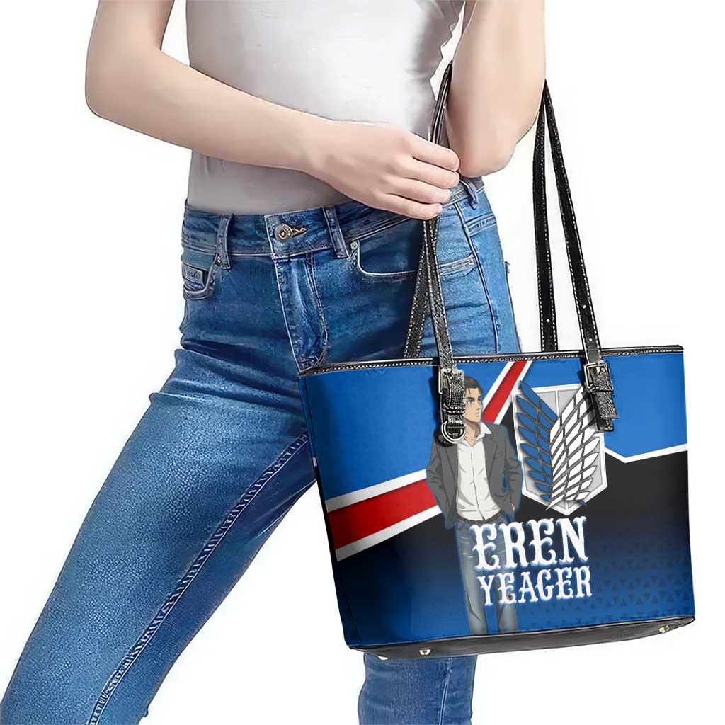 Eren Yeager Attack on Titan Leather Tote Bag Anime Modern Rebel Aesthetic
