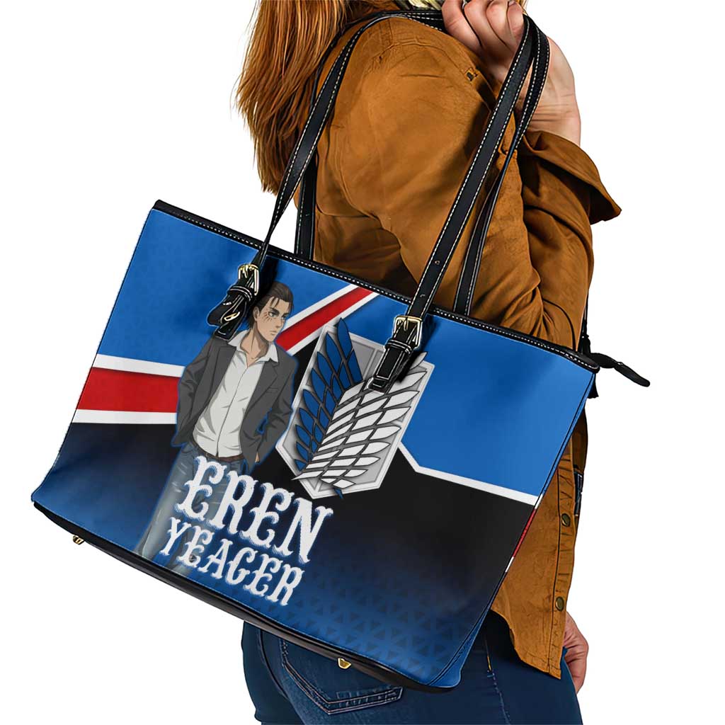Eren Yeager Attack on Titan Leather Tote Bag Anime Modern Rebel Aesthetic