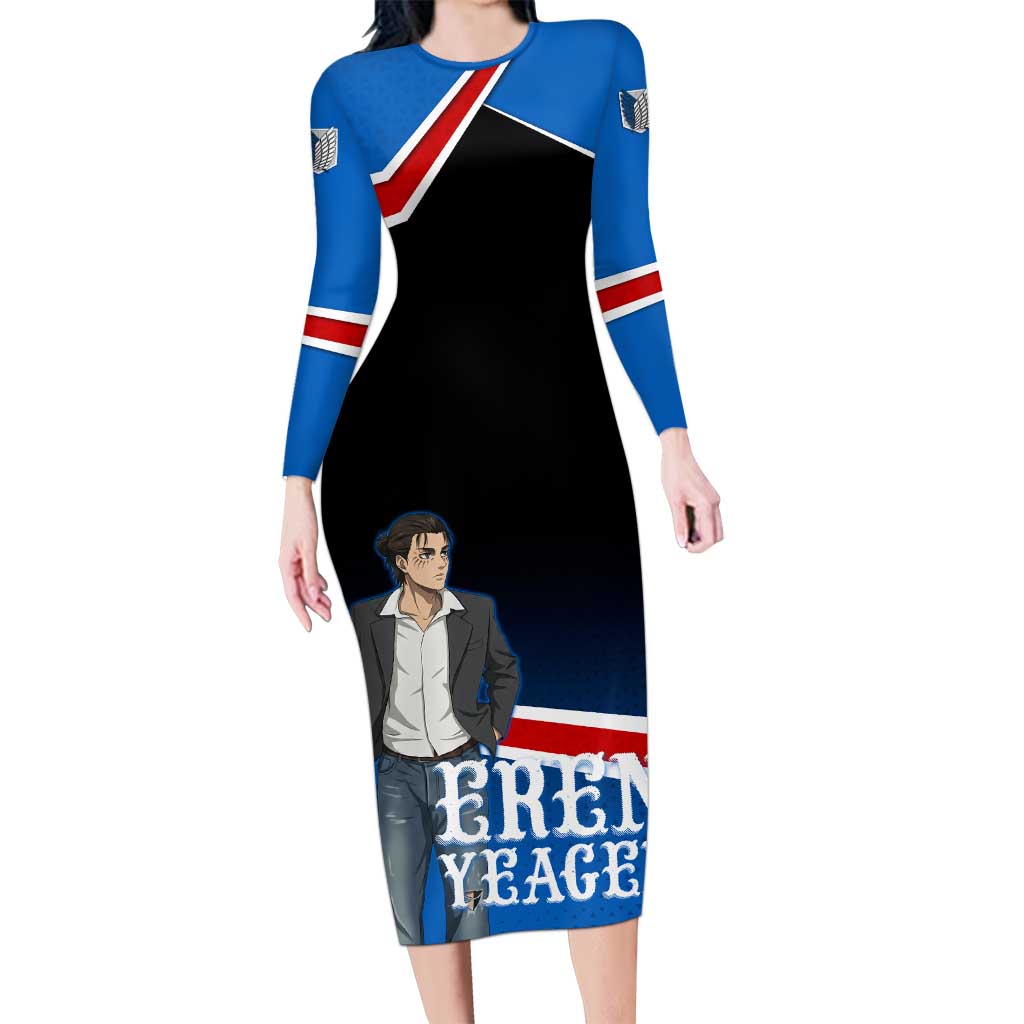 Eren Yeager Attack on Titan Long Sleeve Bodycon Dress Anime Modern Rebel Aesthetic