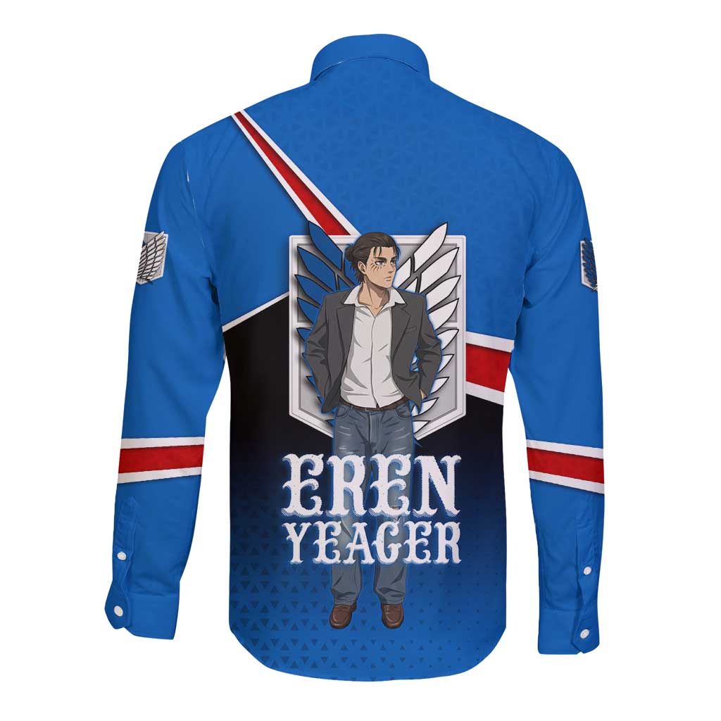Eren Yeager Attack on Titan Long Sleeve Button Shirt Anime Modern Rebel Aesthetic