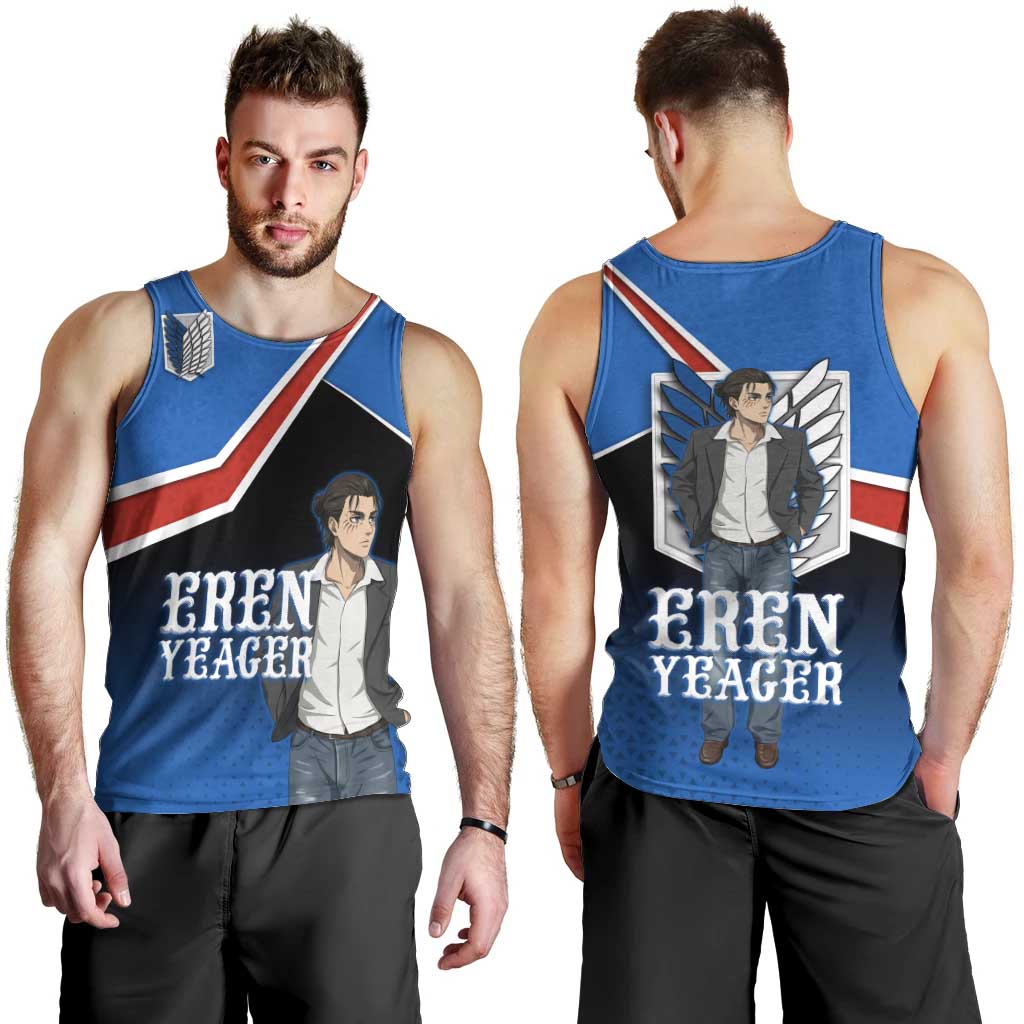 Eren Yeager Attack on Titan Men Tank Top Anime Modern Rebel Aesthetic