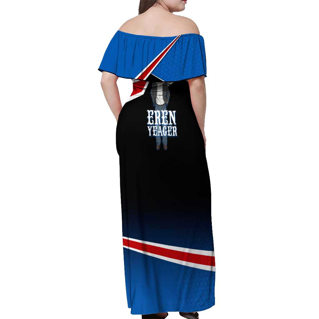 Eren Yeager Attack on Titan Off Shoulder Maxi Dress Anime Modern Rebel Aesthetic
