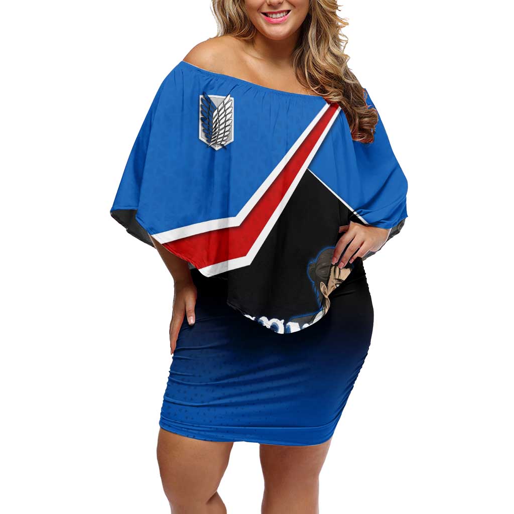 Eren Yeager Attack on Titan Off Shoulder Short Dress Anime Modern Rebel Aesthetic