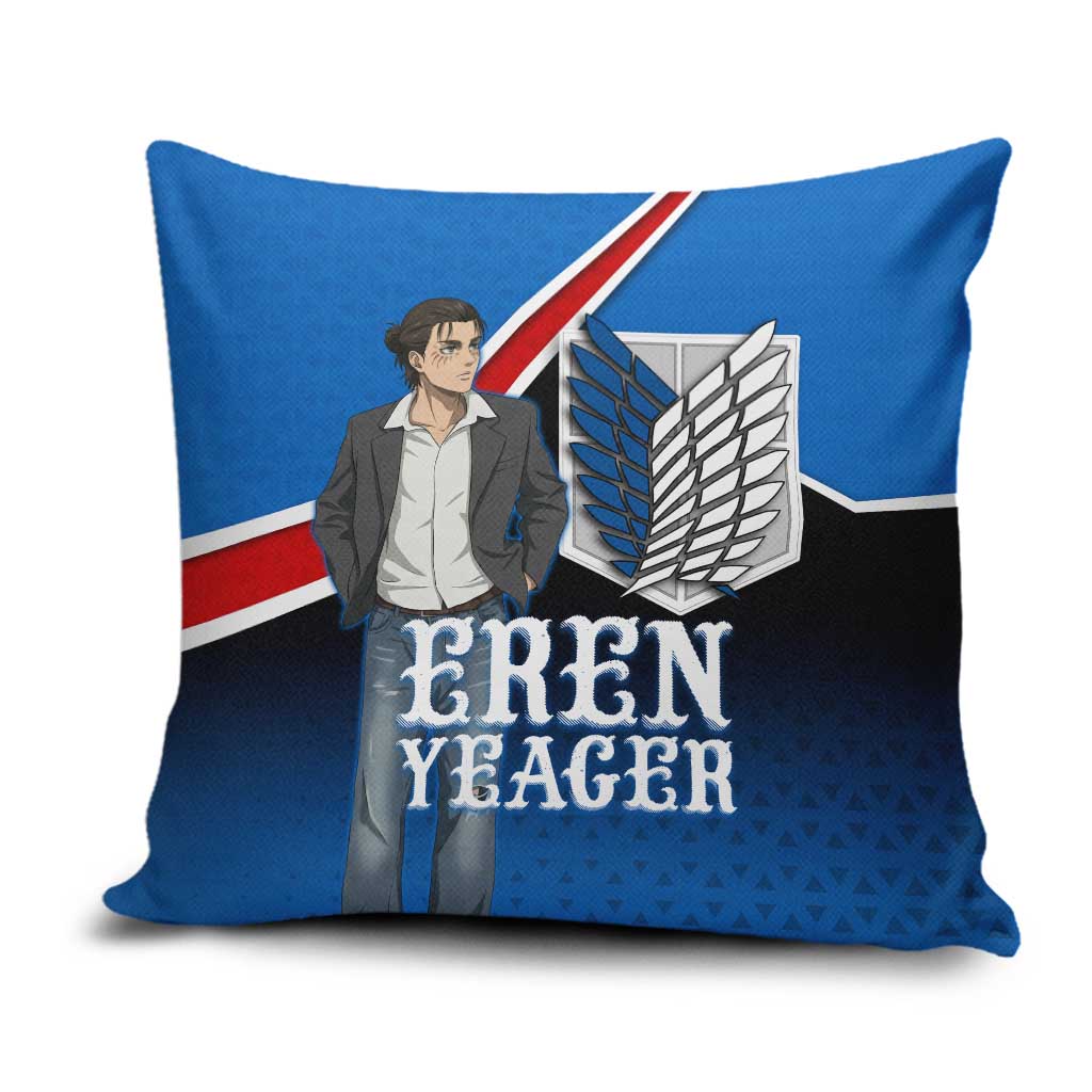 Eren Yeager Attack on Titan Pillow Cover Anime Modern Rebel Aesthetic