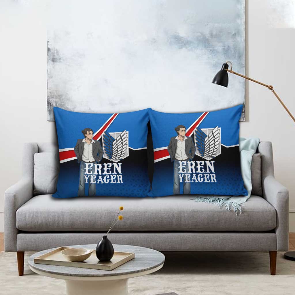 Eren Yeager Attack on Titan Pillow Cover Anime Modern Rebel Aesthetic