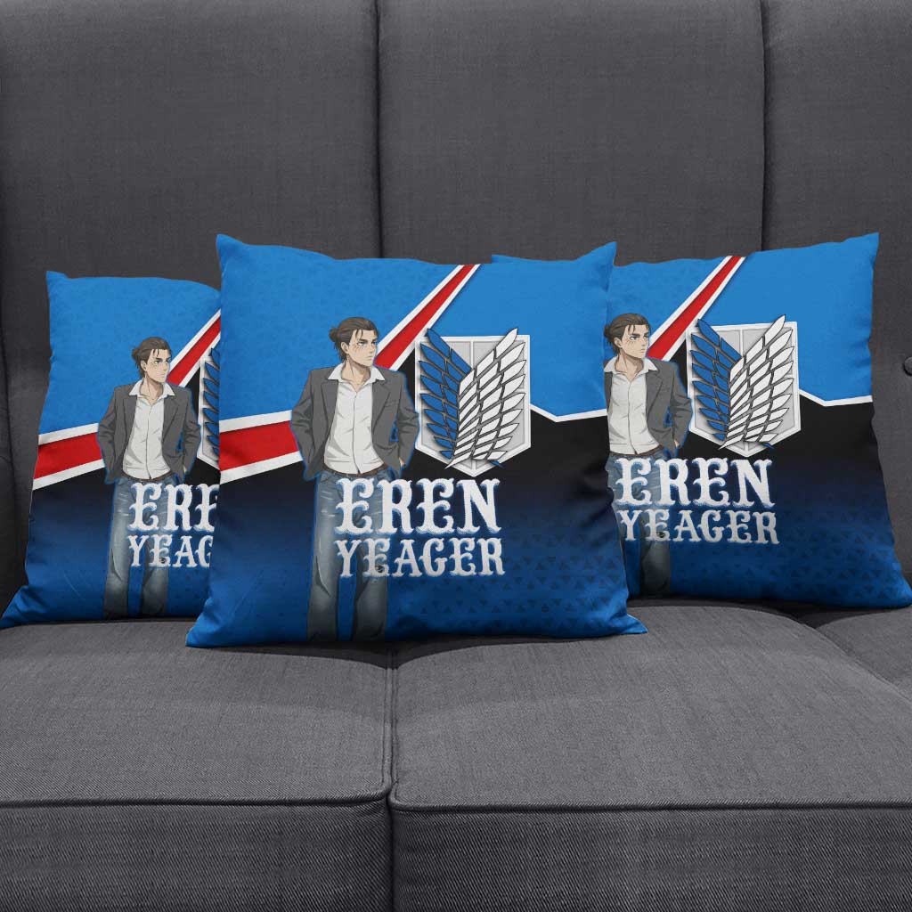 Eren Yeager Attack on Titan Pillow Cover Anime Modern Rebel Aesthetic