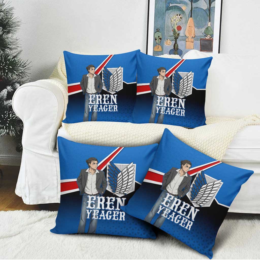 Eren Yeager Attack on Titan Pillow Cover Anime Modern Rebel Aesthetic