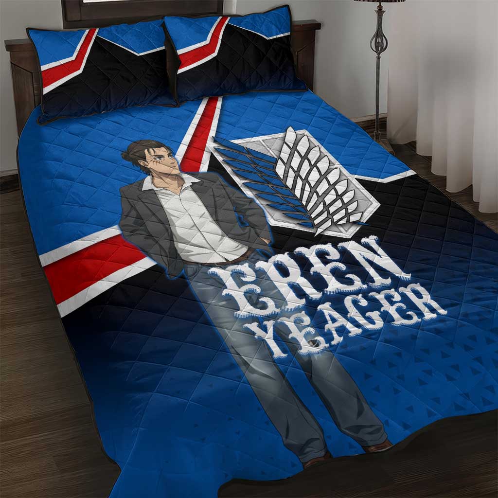 Eren Yeager Attack on Titan Quilt Bed Set Anime Modern Rebel Aesthetic