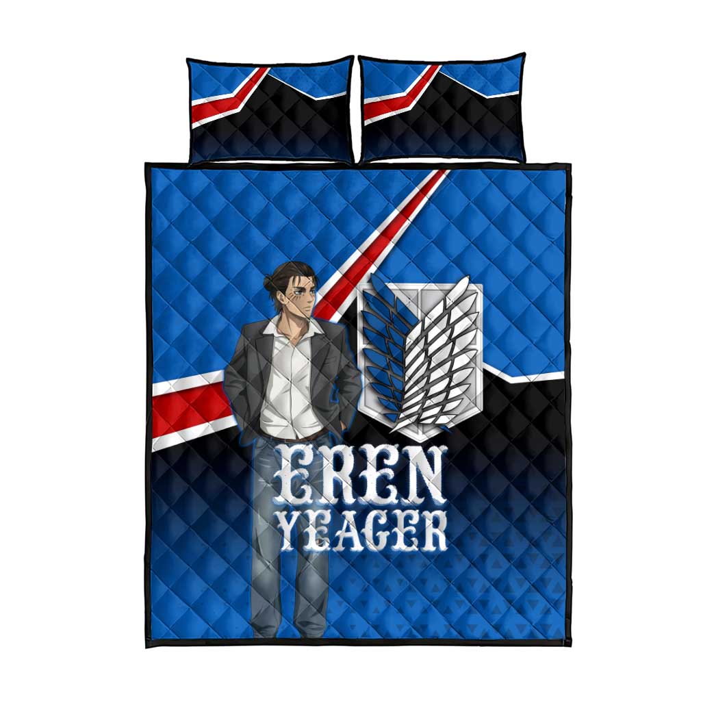 Eren Yeager Attack on Titan Quilt Bed Set Anime Modern Rebel Aesthetic