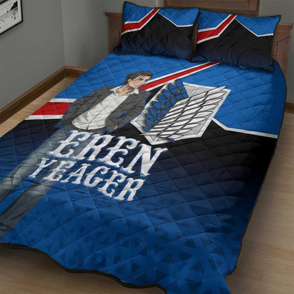 Eren Yeager Attack on Titan Quilt Bed Set Anime Modern Rebel Aesthetic