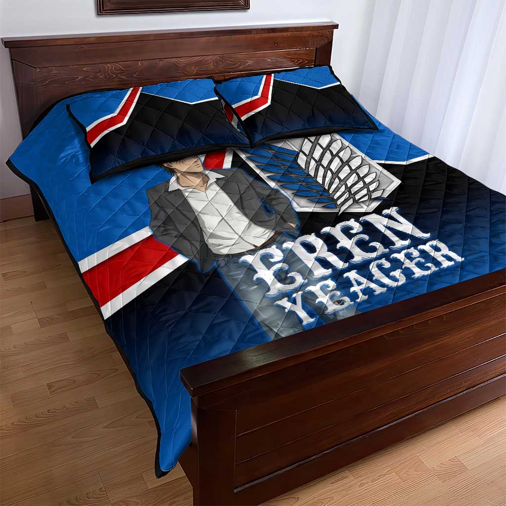 Eren Yeager Attack on Titan Quilt Bed Set Anime Modern Rebel Aesthetic