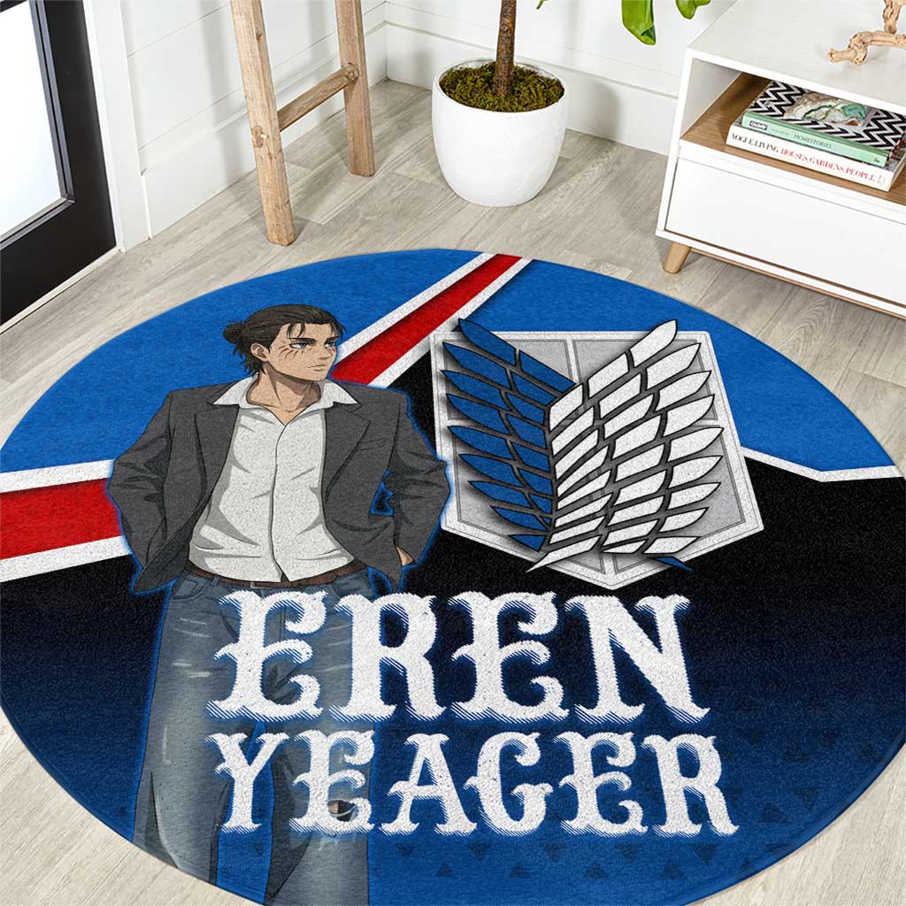Eren Yeager Attack on Titan Round Carpet Anime Modern Rebel Aesthetic