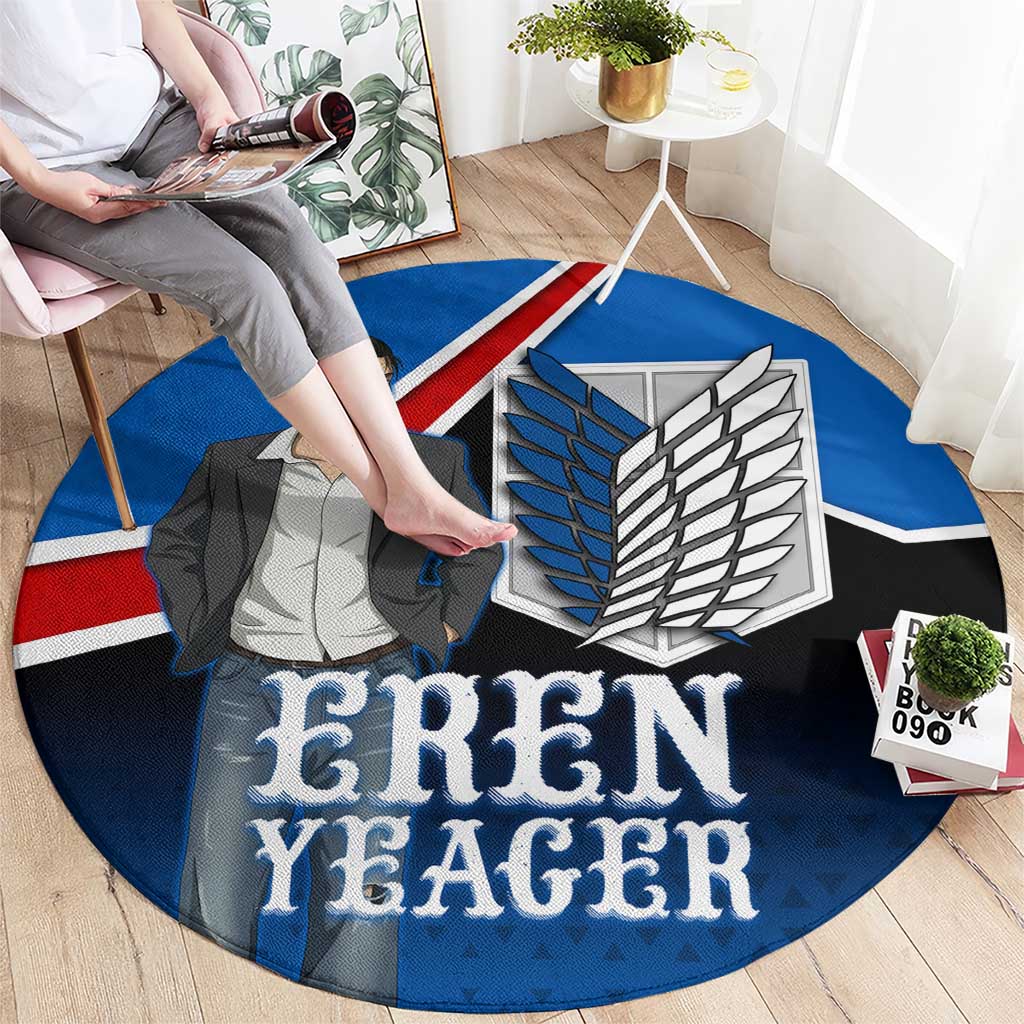 Eren Yeager Attack on Titan Round Carpet Anime Modern Rebel Aesthetic
