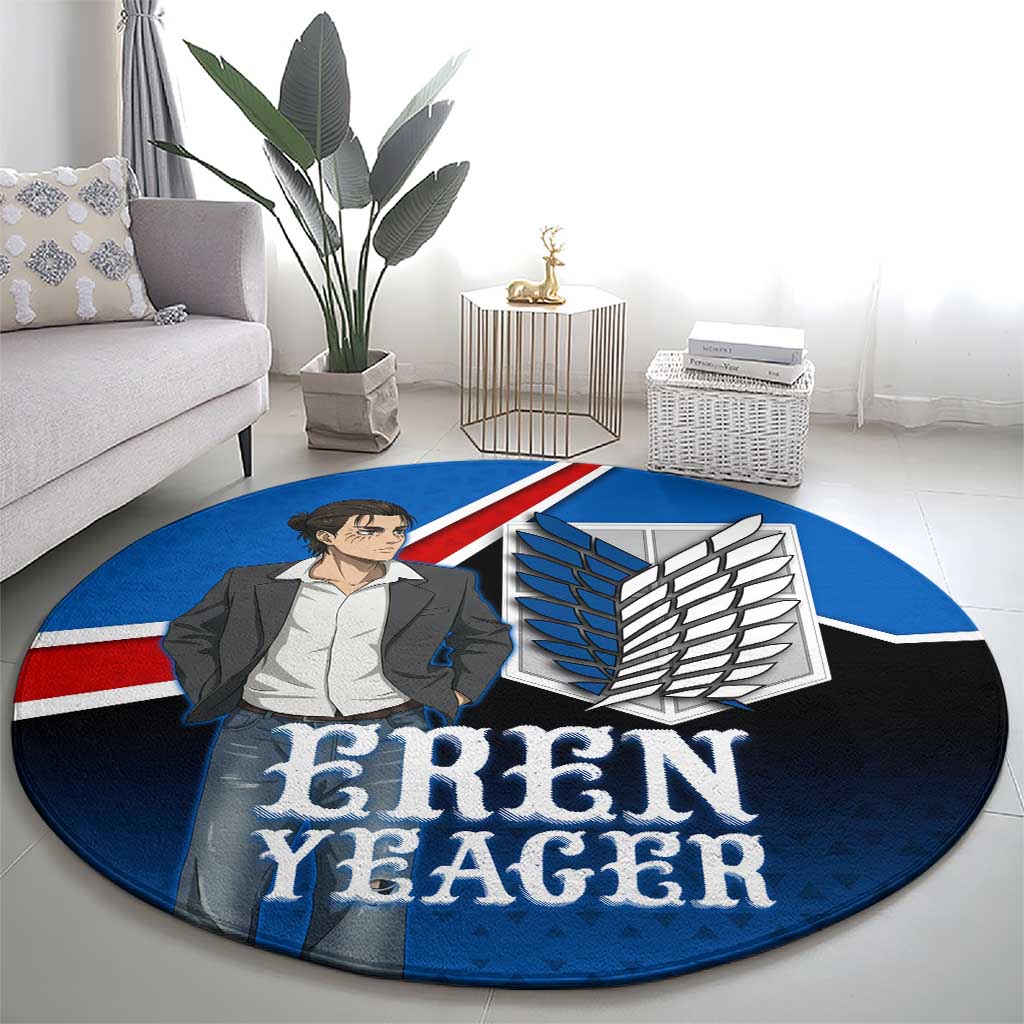 Eren Yeager Attack on Titan Round Carpet Anime Modern Rebel Aesthetic