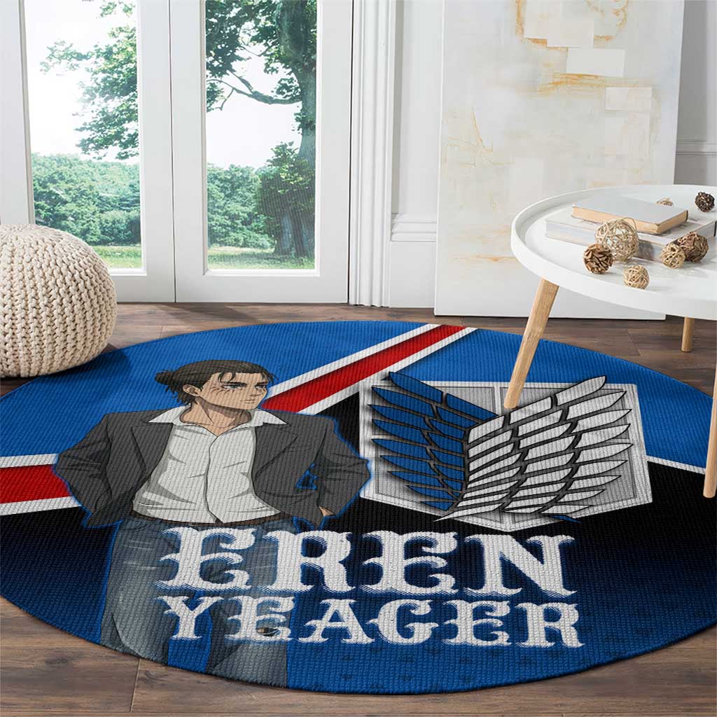 Eren Yeager Attack on Titan Round Carpet Anime Modern Rebel Aesthetic
