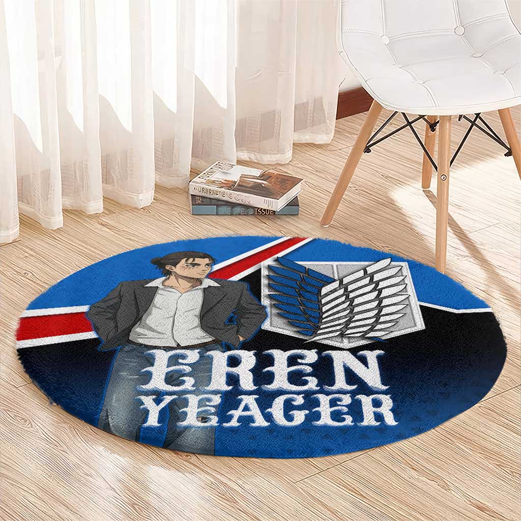 Eren Yeager Attack on Titan Round Carpet Anime Modern Rebel Aesthetic