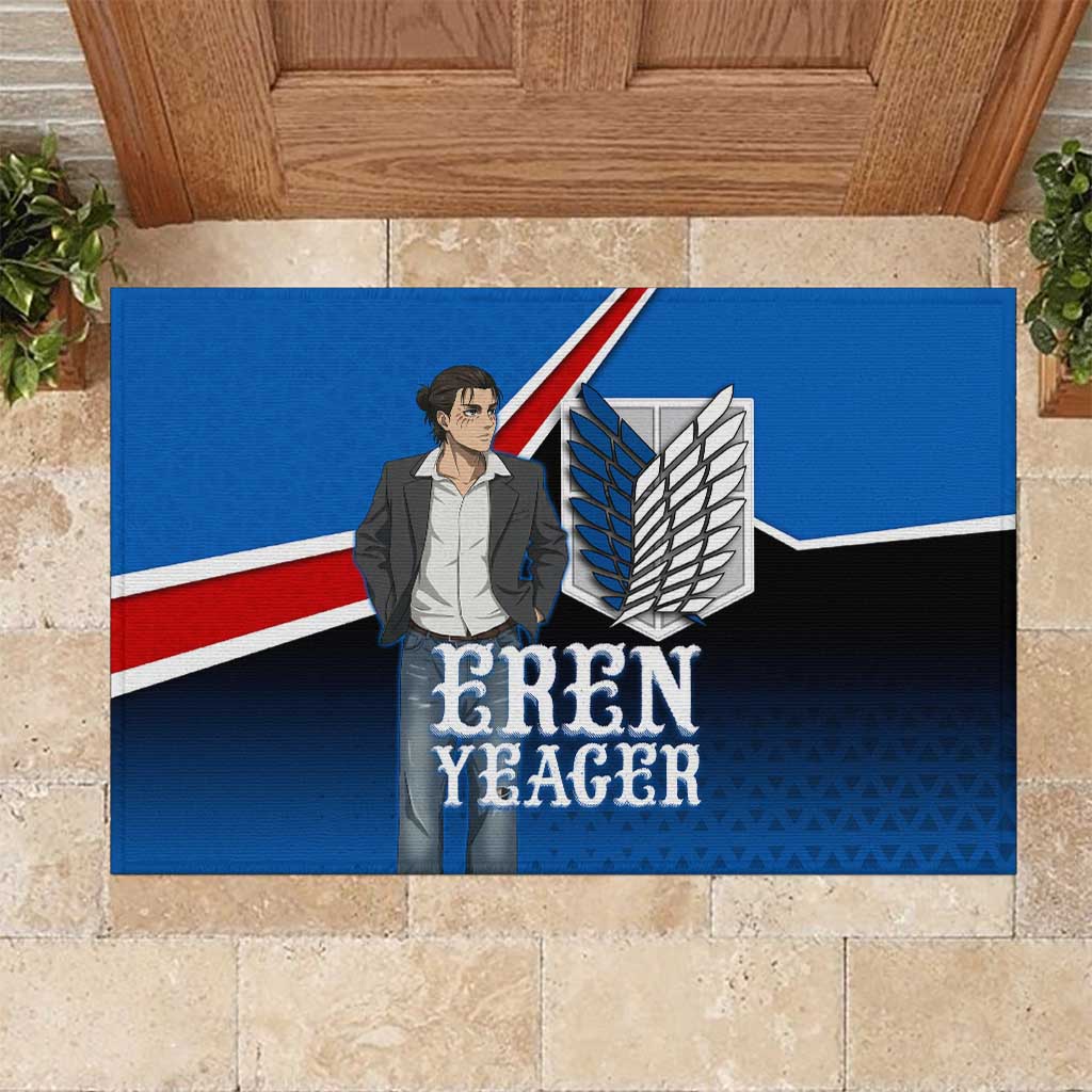 Eren Yeager Attack on Titan Rubber Doormat Anime Modern Rebel Aesthetic