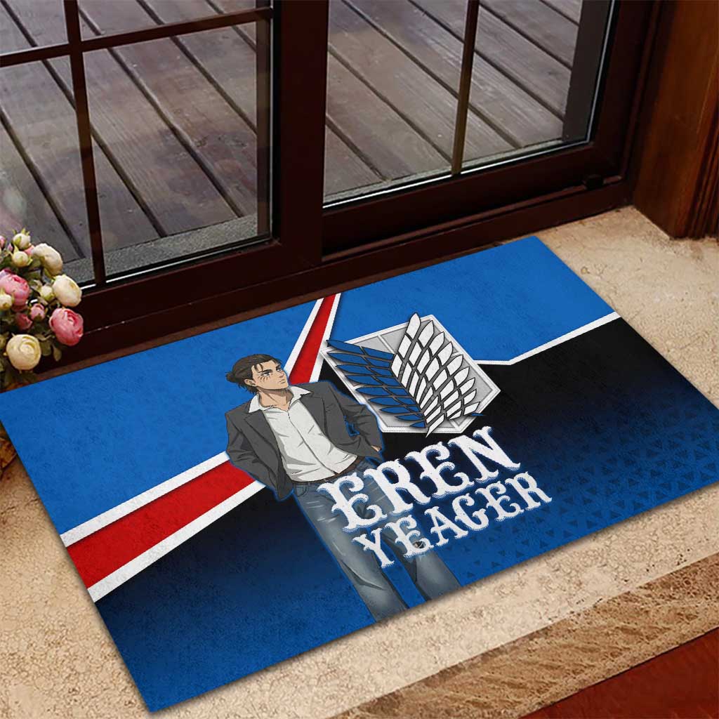 Eren Yeager Attack on Titan Rubber Doormat Anime Modern Rebel Aesthetic