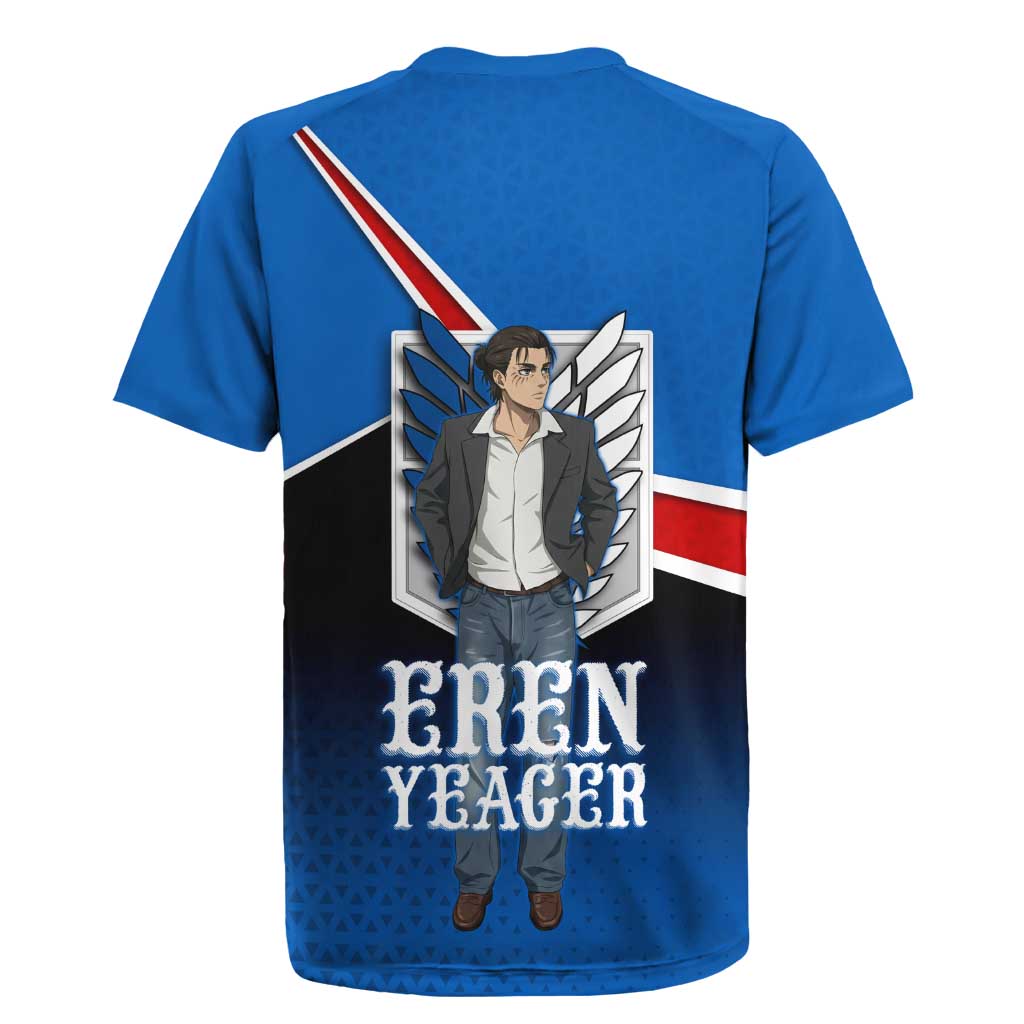 Eren Yeager Attack on Titan Rugby Jersey Anime Modern Rebel Aesthetic