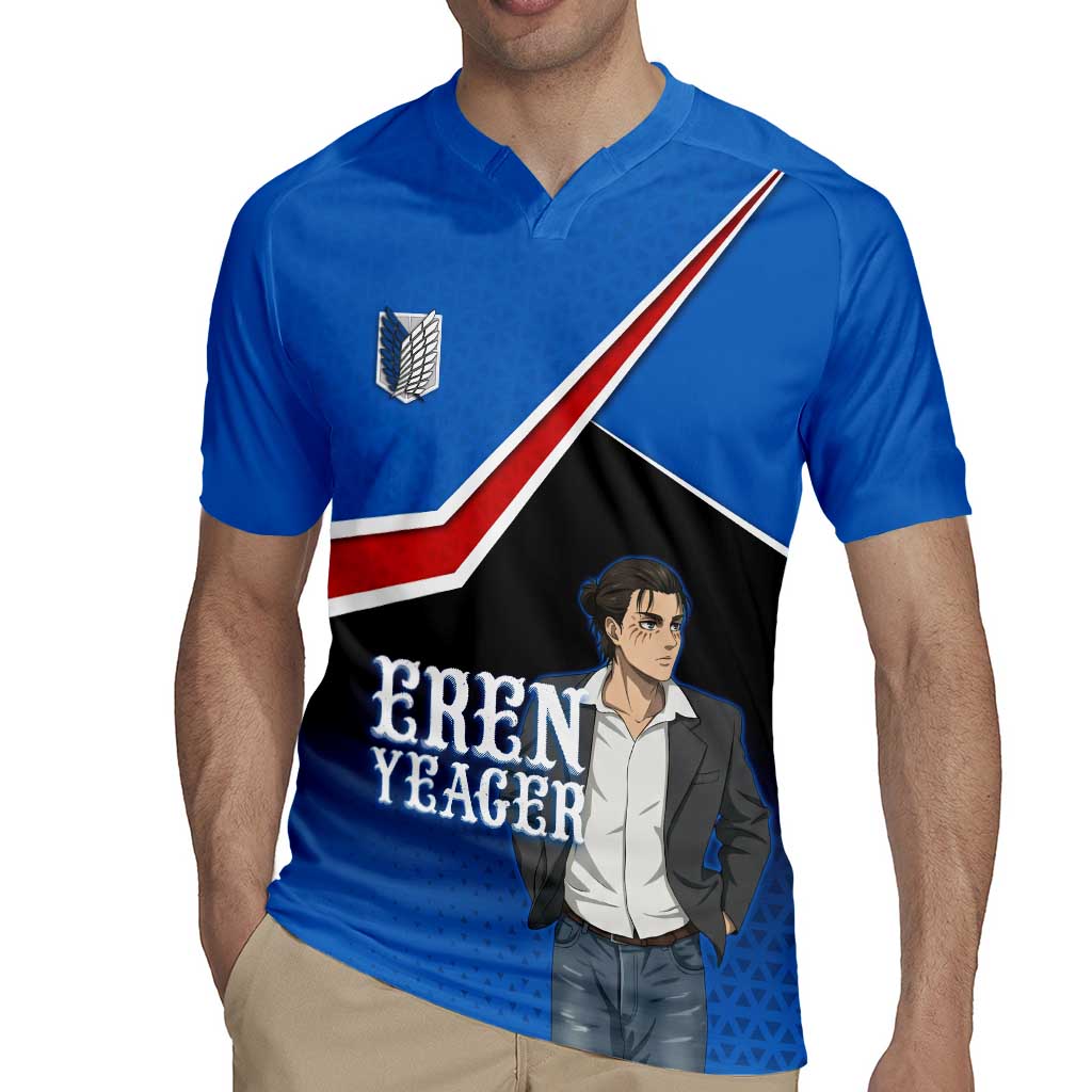 Eren Yeager Attack on Titan Rugby Jersey Anime Modern Rebel Aesthetic