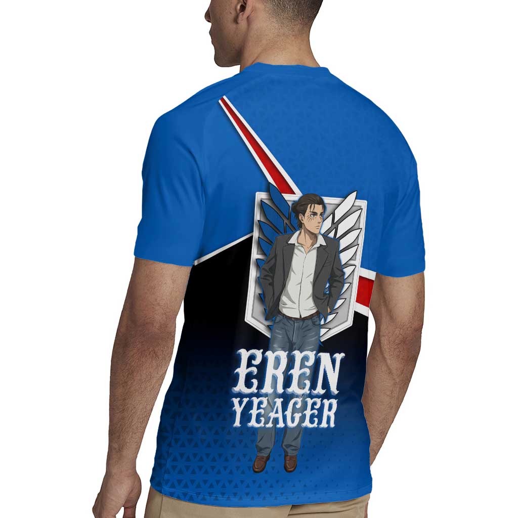 Eren Yeager Attack on Titan Rugby Jersey Anime Modern Rebel Aesthetic