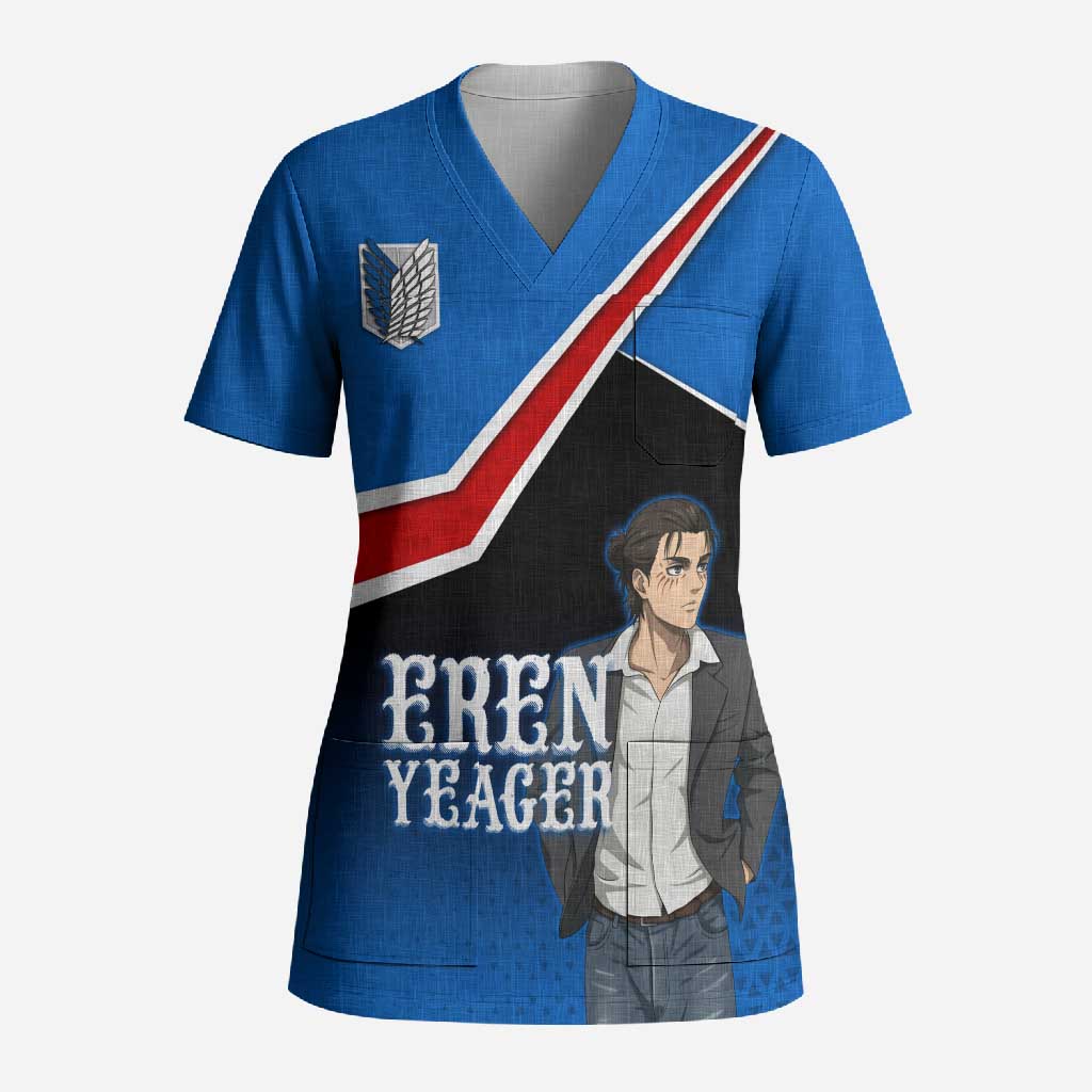 Eren Yeager Attack on Titan Scrub Top Anime Modern Rebel Aesthetic