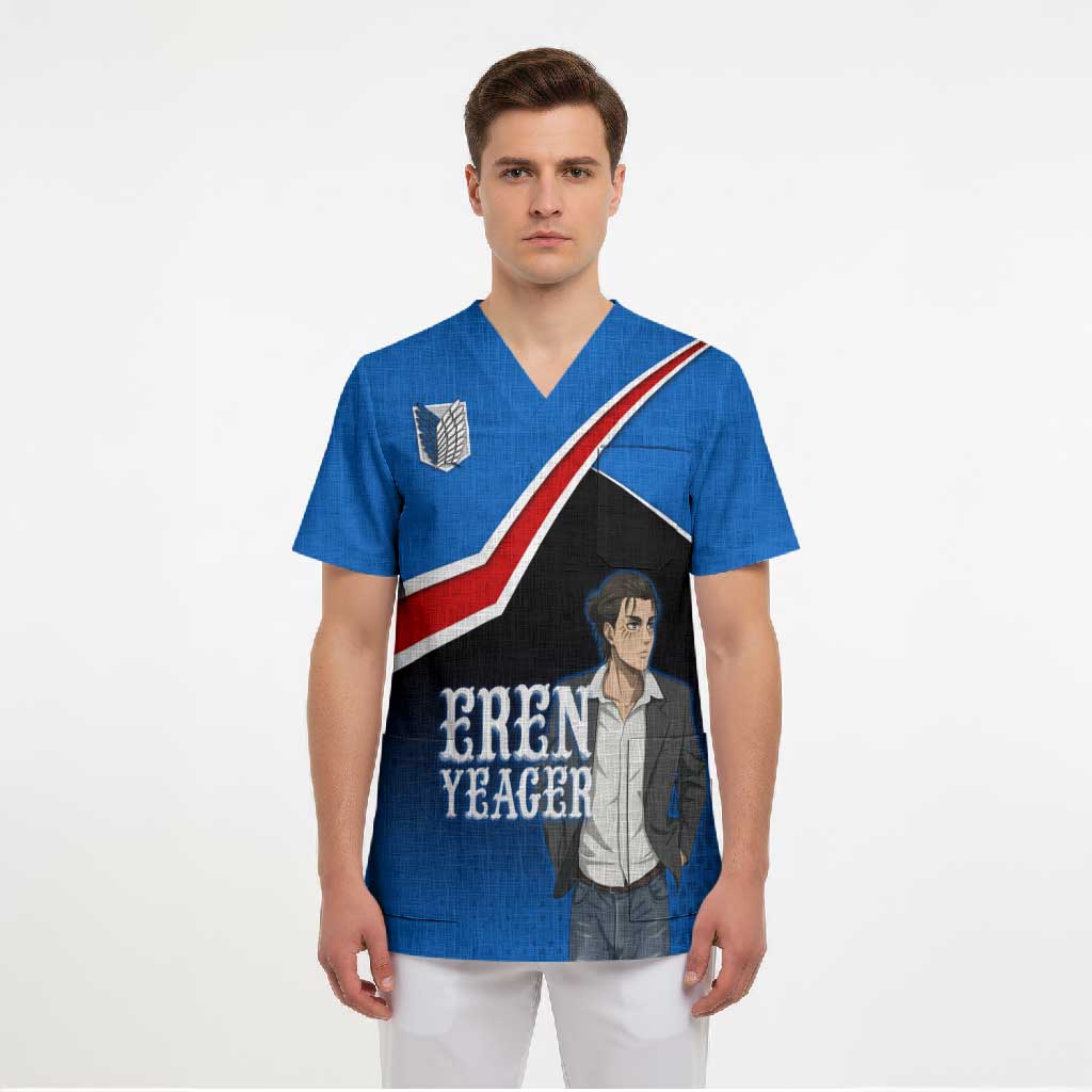 Eren Yeager Attack on Titan Scrub Top Anime Modern Rebel Aesthetic