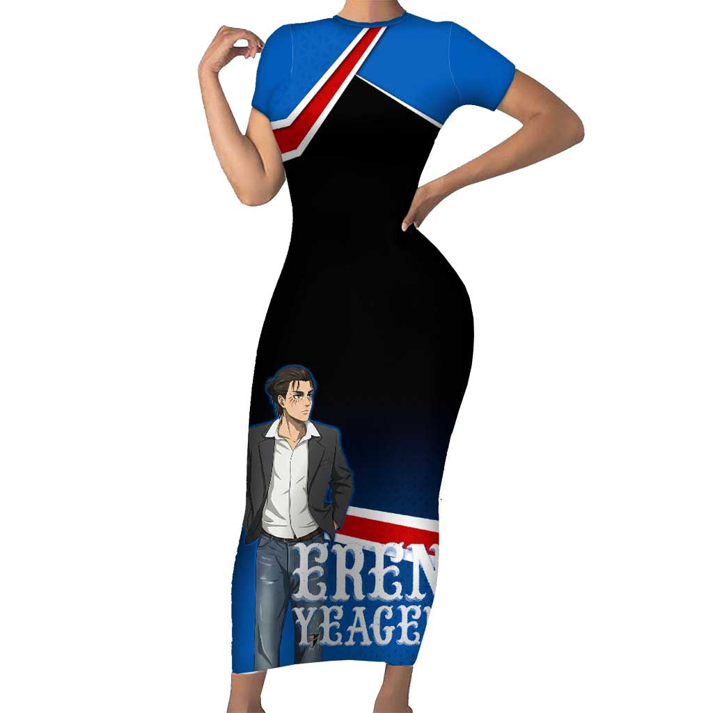Eren Yeager Attack on Titan Short Sleeve Bodycon Dress Anime Modern Rebel Aesthetic