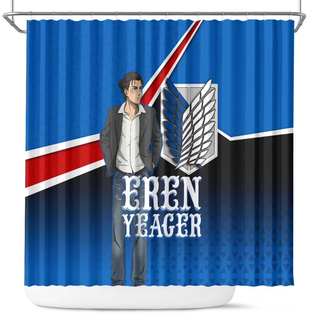 Eren Yeager Attack on Titan Shower Curtain Anime Modern Rebel Aesthetic