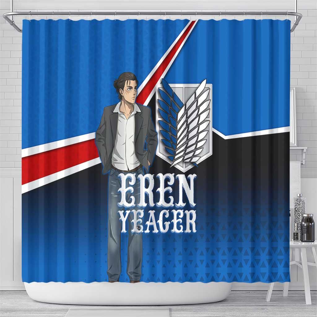Eren Yeager Attack on Titan Shower Curtain Anime Modern Rebel Aesthetic