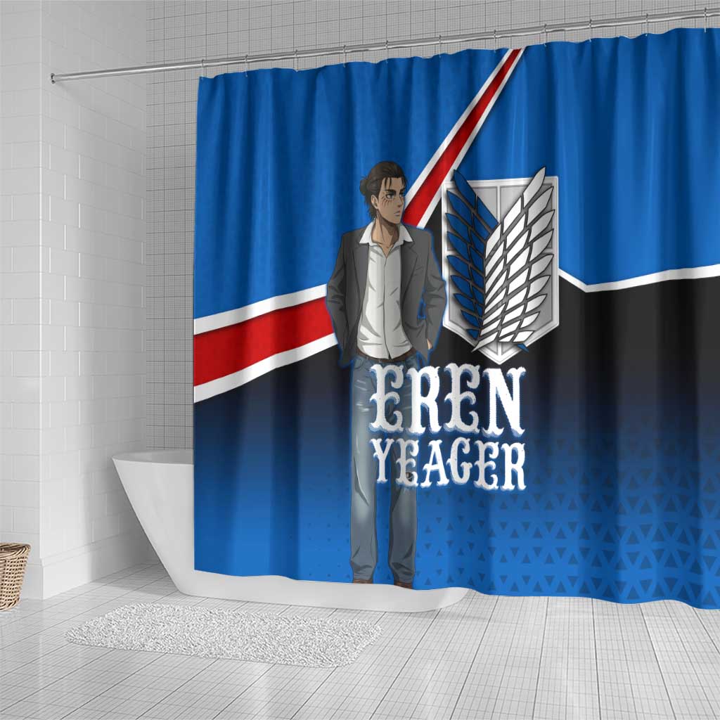 Eren Yeager Attack on Titan Shower Curtain Anime Modern Rebel Aesthetic