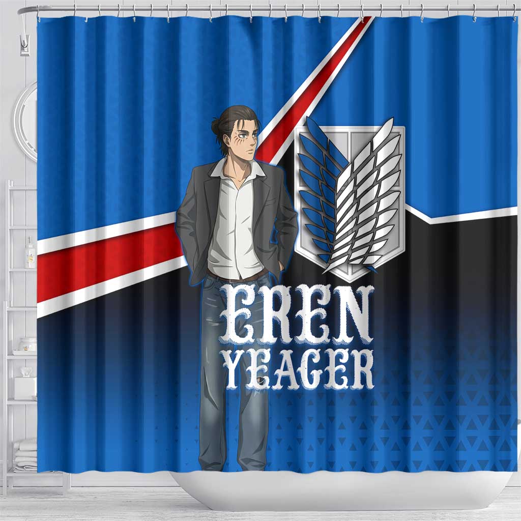 Eren Yeager Attack on Titan Shower Curtain Anime Modern Rebel Aesthetic