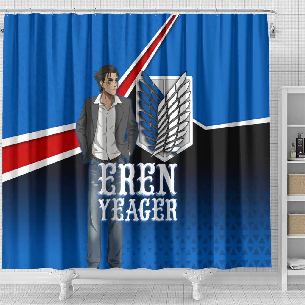 Eren Yeager Attack on Titan Shower Curtain Anime Modern Rebel Aesthetic
