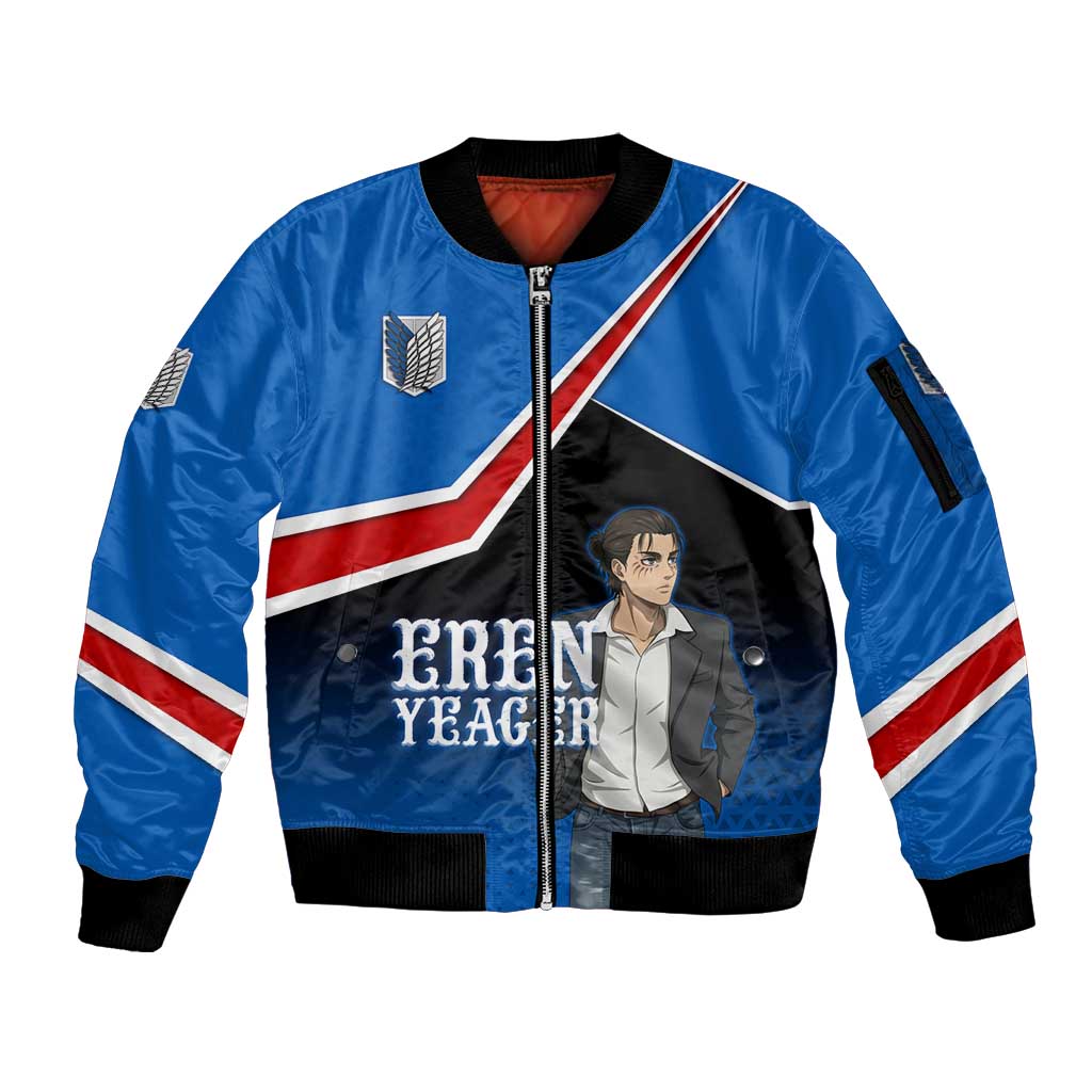 Eren Yeager Attack on Titan Sleeve Zip Bomber Jacket Anime Modern Rebel Aesthetic